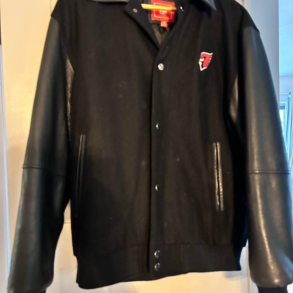 NFL Black Bomber Cardinals Jacket with Leather Sleeves